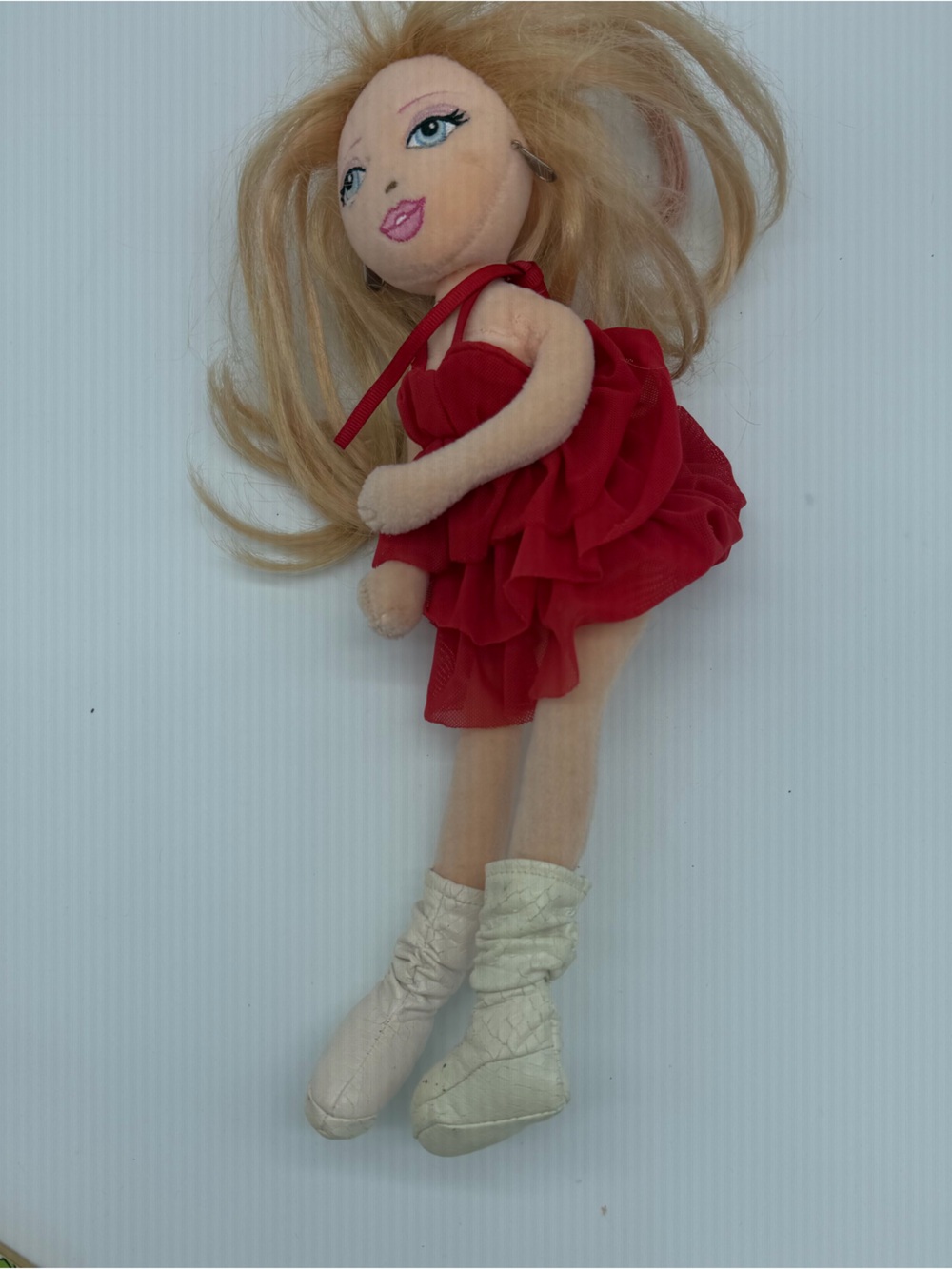 TY Girlz Blonde Hair Red Dress Plush Doll